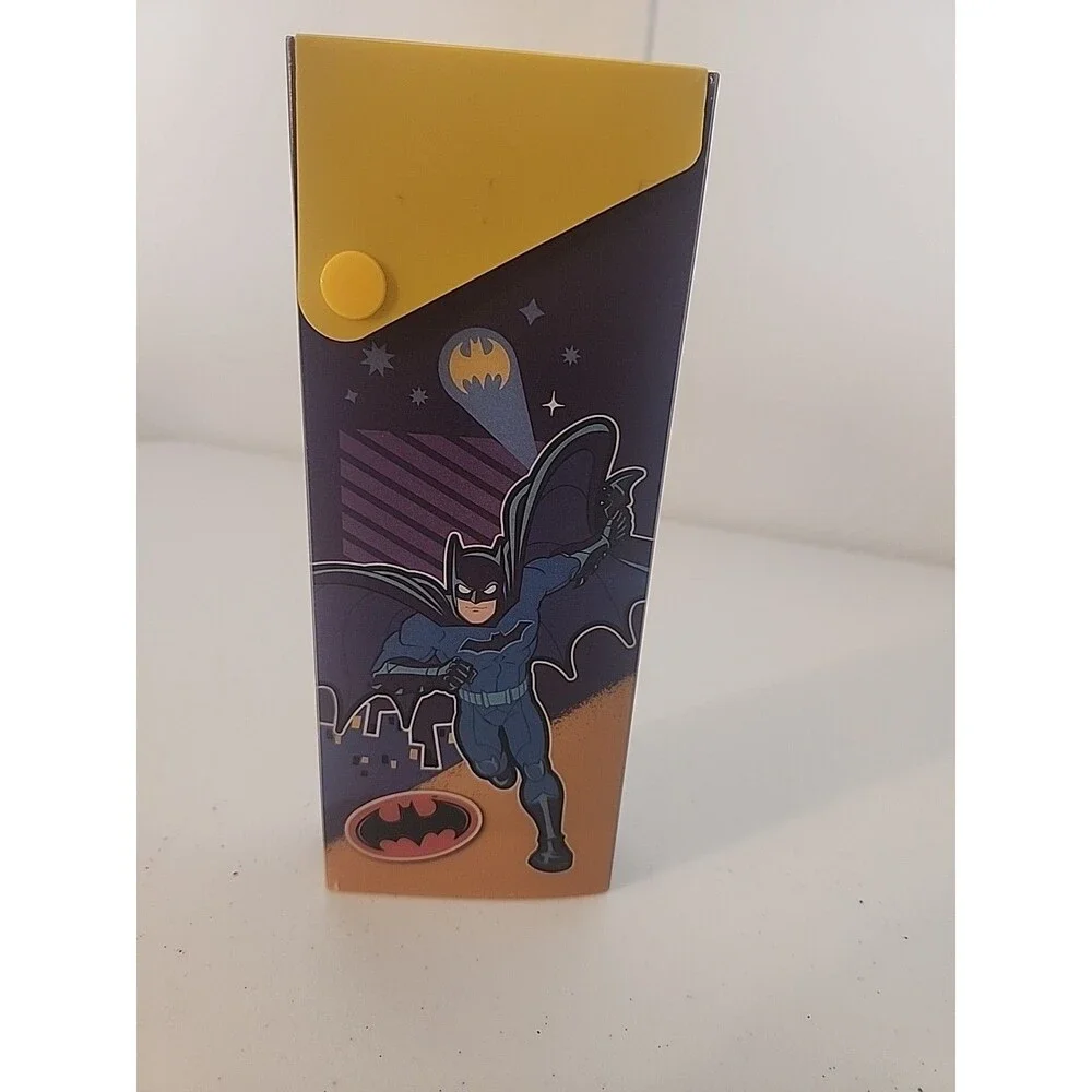 New With Tags DC Batman Yellow Plastic Pencil Case With Snap Closure Cartoon
